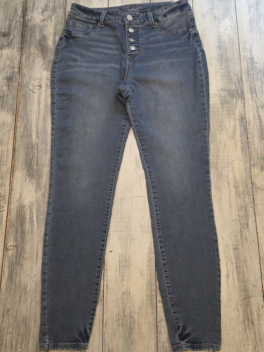 Maurices Women's High Rise Button-Fly Skinny Blue Wash Jeans sz Lg Long